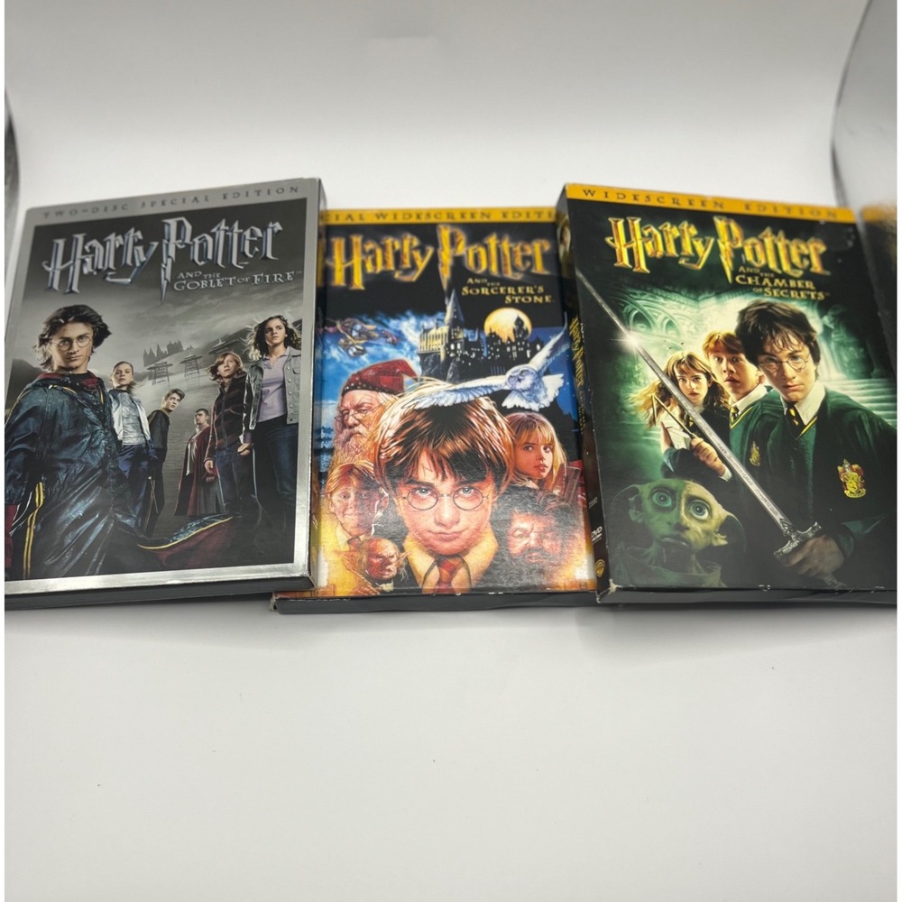 Harry Potter DVD Lot Sorcerer's Stone Chamber of Secrets Goblet of Fire Bundle
